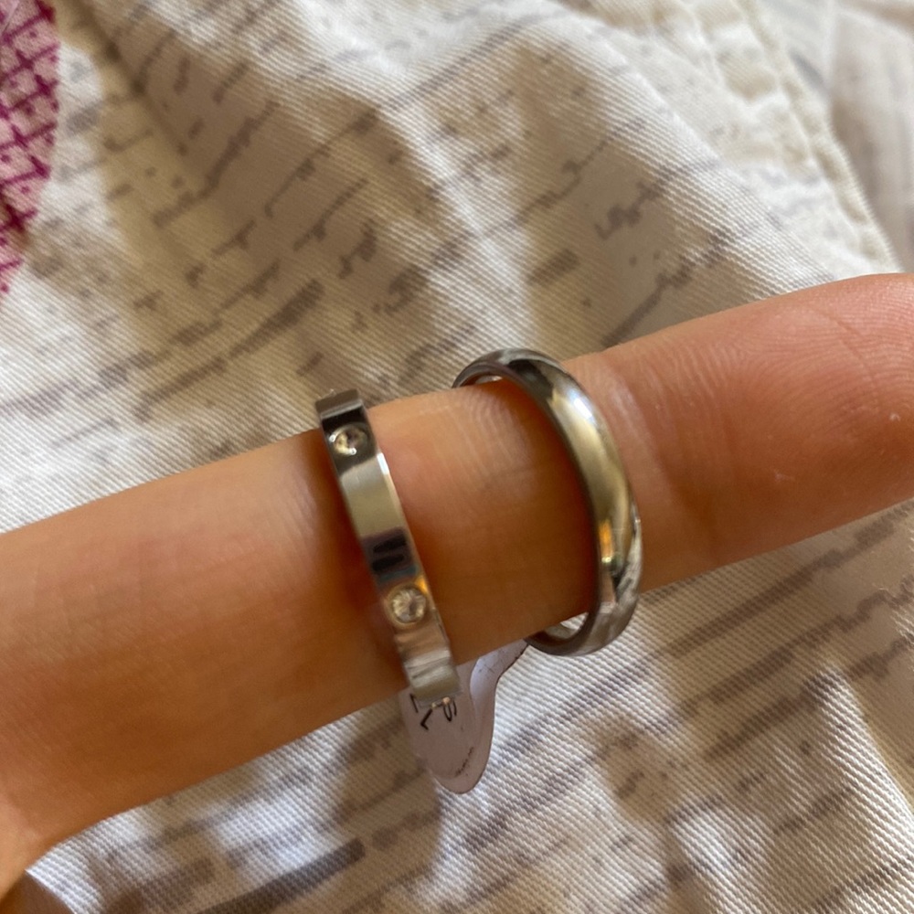 NWT 2 stainless steel ring bands size 8
